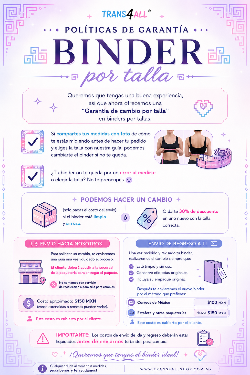 Binder corto sin ganchillos Reforzado